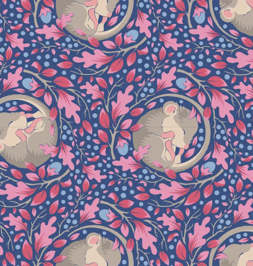 Fabric~ TILDA Hibernation Slumbermouse (Denim)