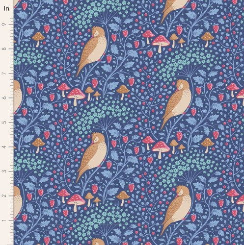 Fabric~ TILDA Hibernation Sleepybird (Denim)