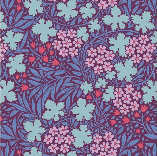 Fabric~ TILDA Hibernation Autumnbloom (Eggplant)