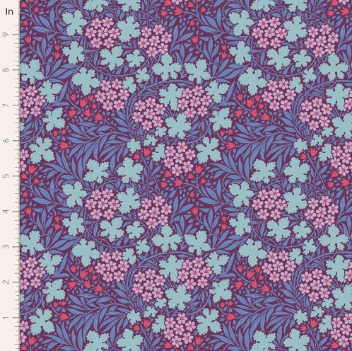 Fabric~ TILDA Hibernation Autumnbloom (Eggplant)