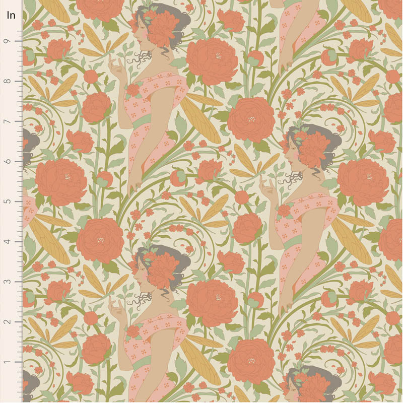 Fabric ~ TILDA Songbird - Aubery Coral