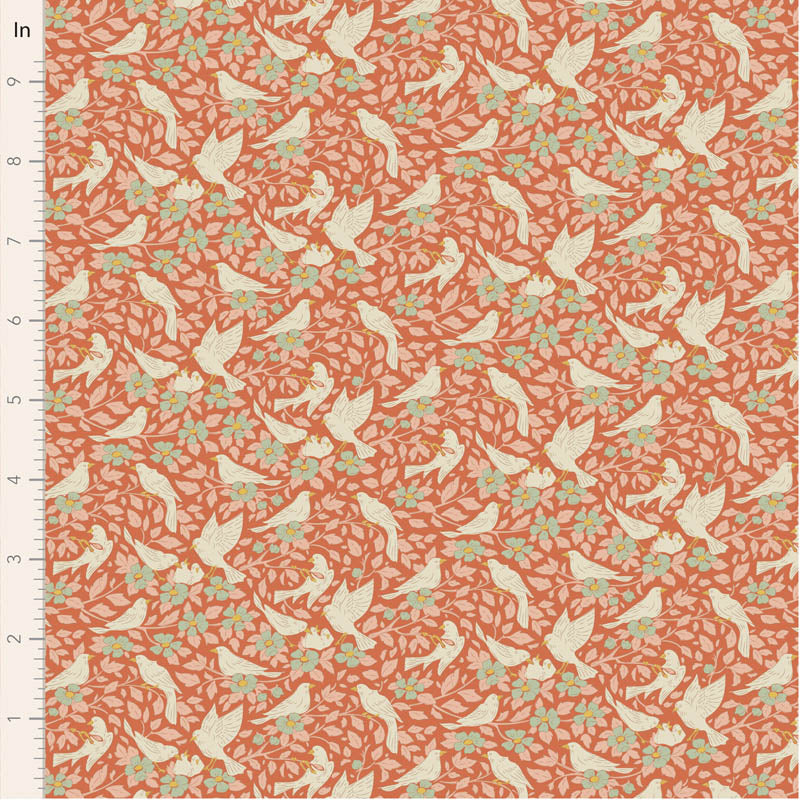 Fabric ~ TILDA Songbird - Ava Coral