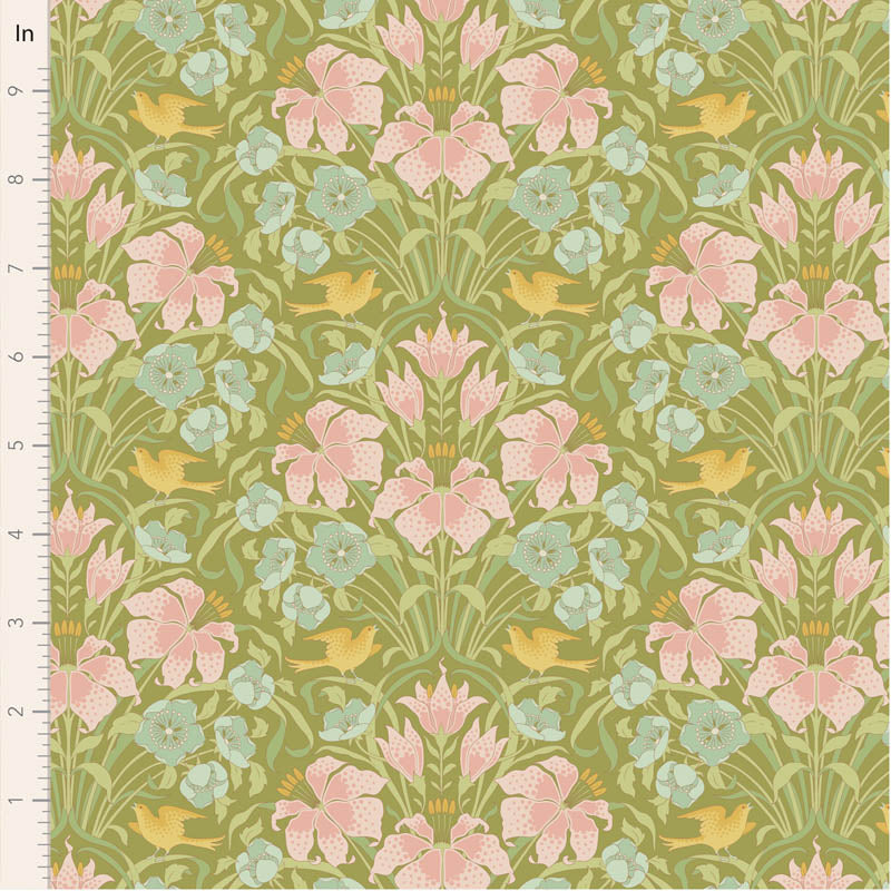 Fabric ~ TILDA Songbird - Songbird Green