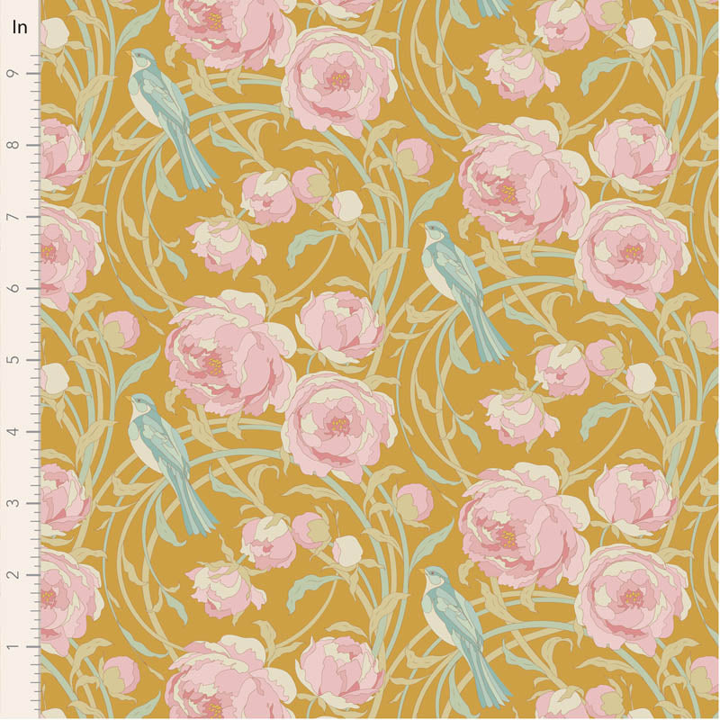 Fabric ~ TILDA Songbird - Cora Mustard
