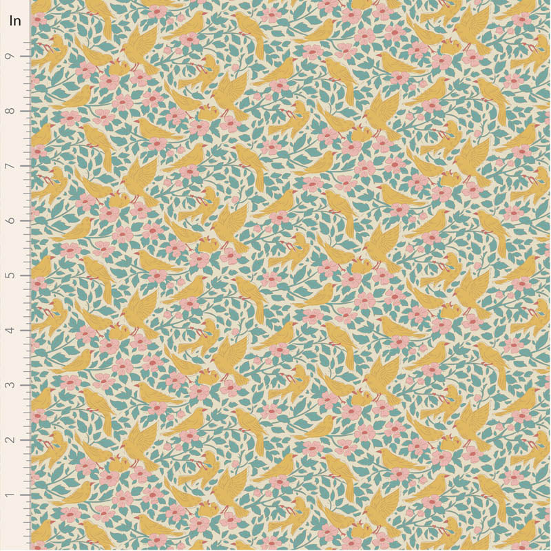 Fabric ~ TILDA Songbird - Ava Teal