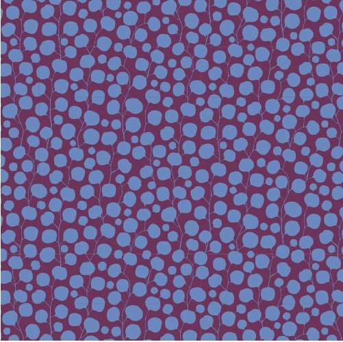 Fabric~ TILDA Hibernation Eucalyptus (Eggplant)