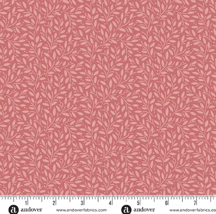 Fabric~ A Woodsy Cottage A1370E (Dusty Pink Tonal Leaf print)