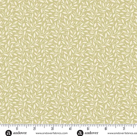 Fabric~ A Woodsy Cottage A1370G (Cream on Beige -Leaf tonal print)