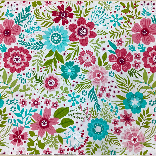 Wide Back Fabric - Secret Garden Wallflowers (Vanilla) 3035/9307