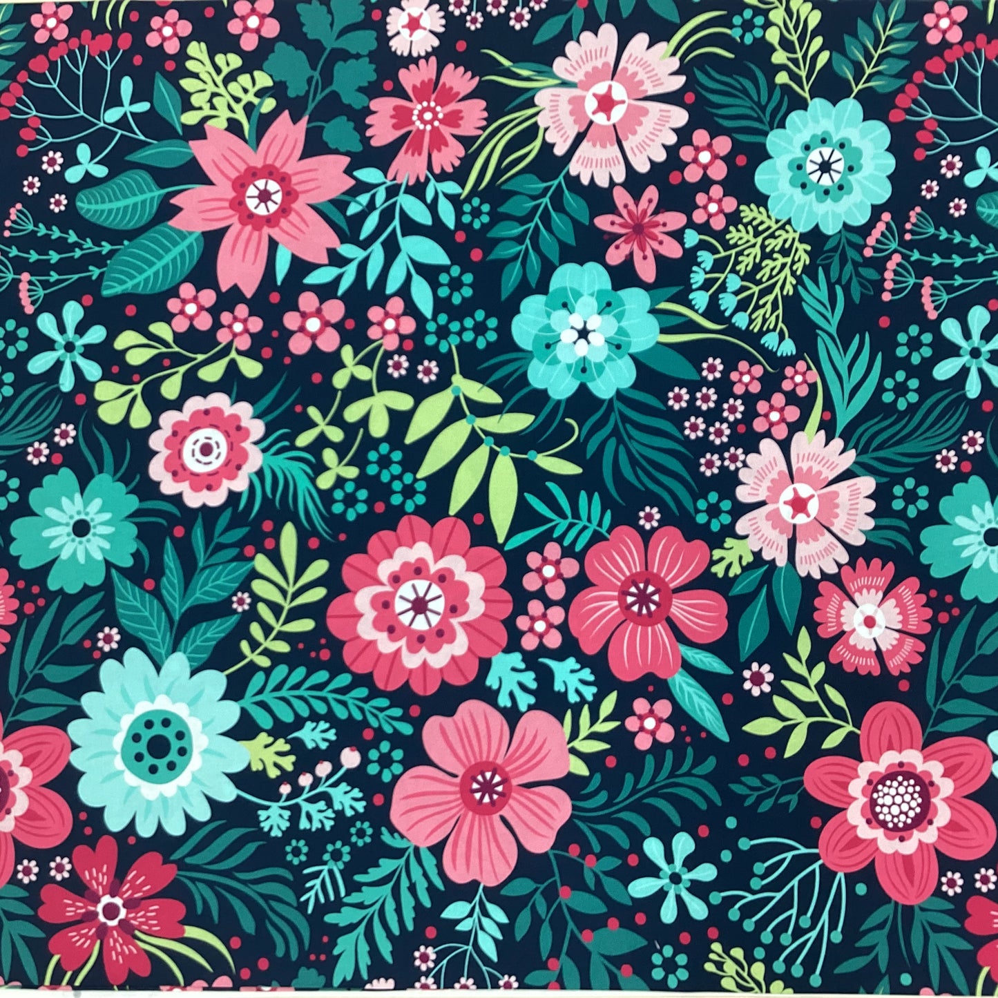 Wide Back Fabric - Secret Garden Wallflowers (Navy) 3035/9311