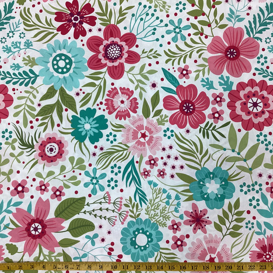 Wide Back Fabric - Secret Garden Wallflowers (Vanilla) 3035/9307