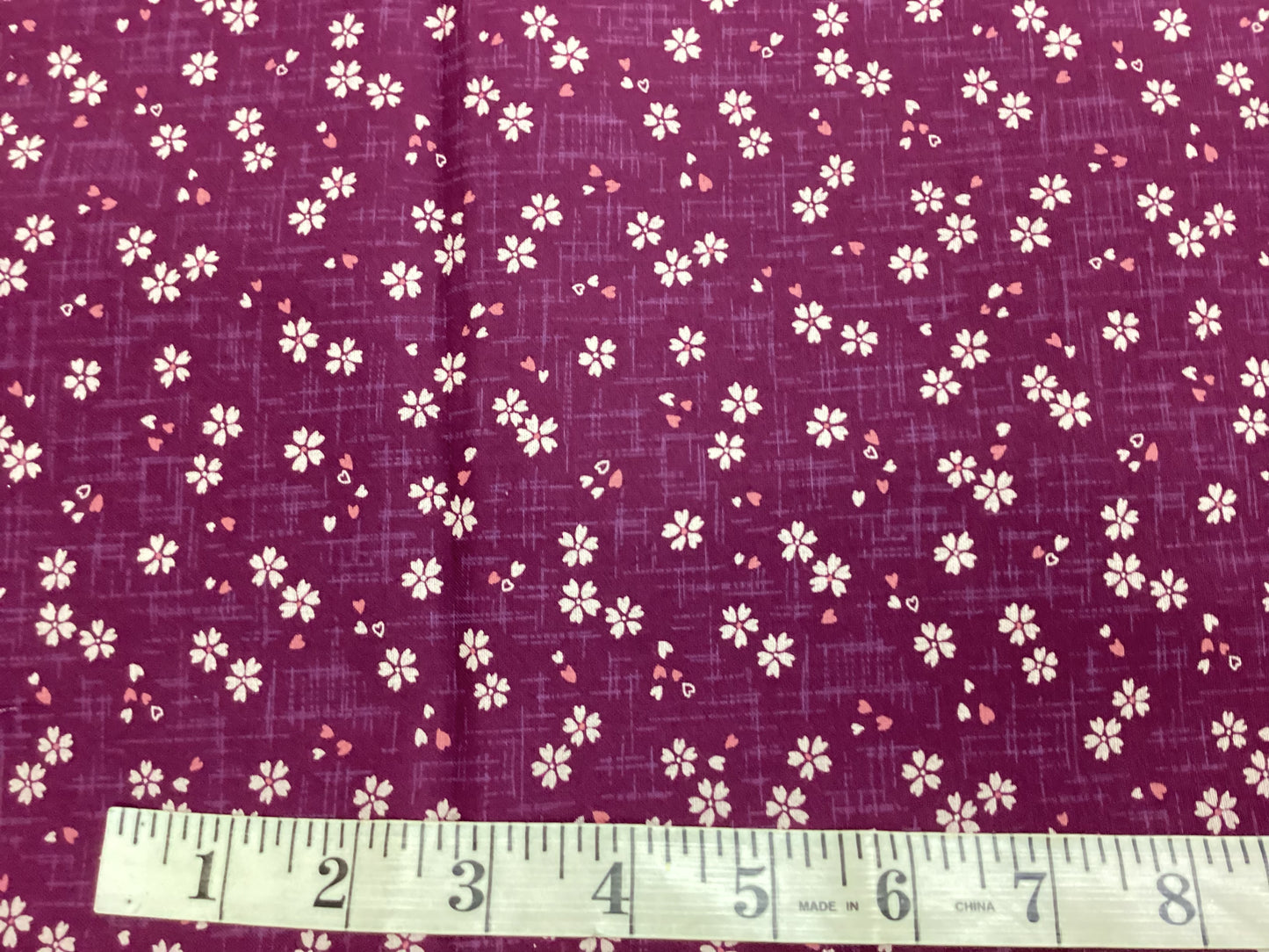 Japanese Fabric -Deep purple with white flowers