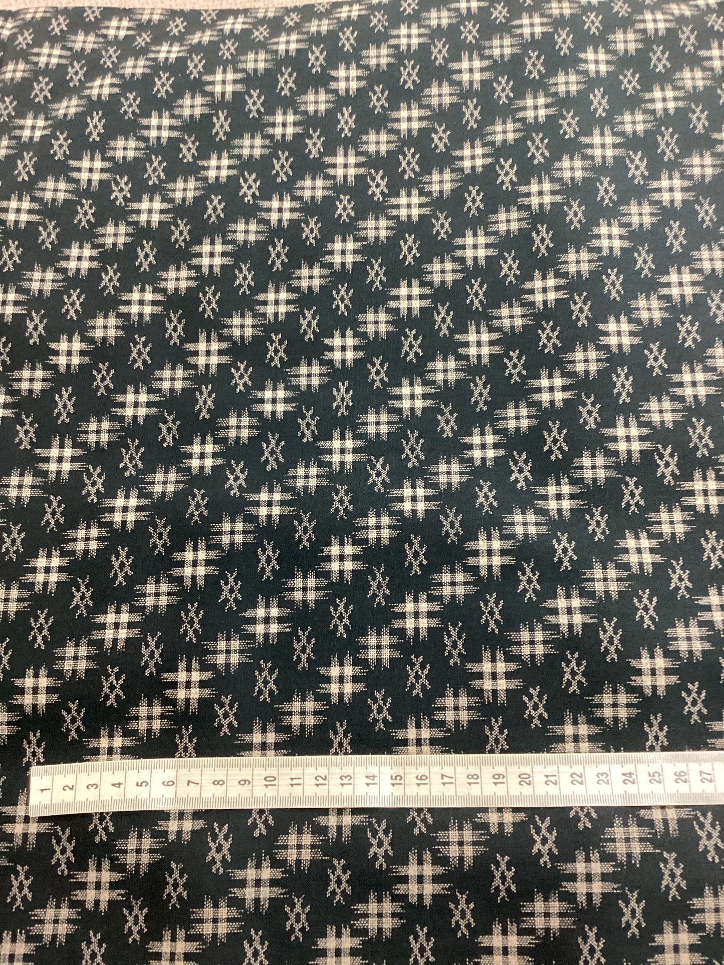 Japanese Fabric - Black with Crosshatch Check