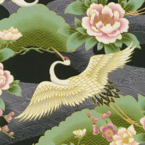 Fabric~ Imperial Collection: Honoka (Black) #21930-2