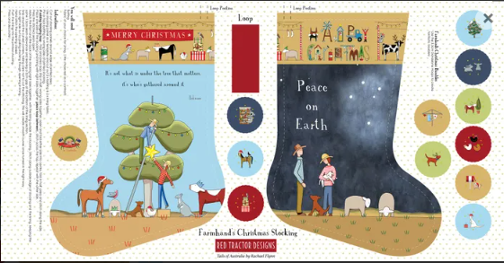 Christmas Stocking PANEL -Farmhouse Christmas - DV5999