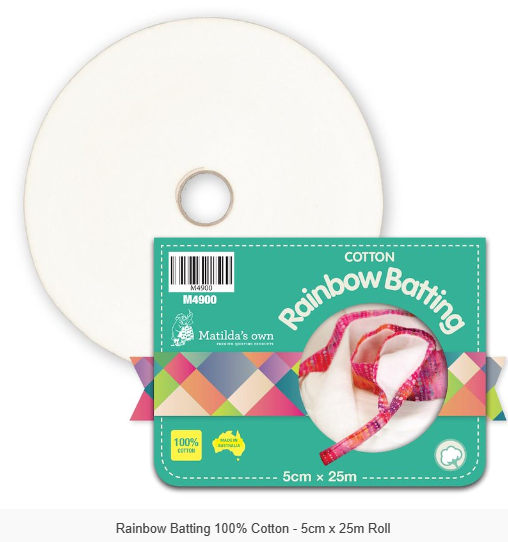 Rainbow Batting (Cotton)  5cm x 25m