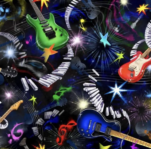 Fabric - Oasis - Guitars with Dark Backround #59-7531