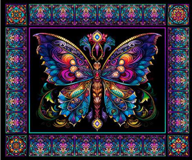 Panel - Night Flight - Multiple Butterfly on Black