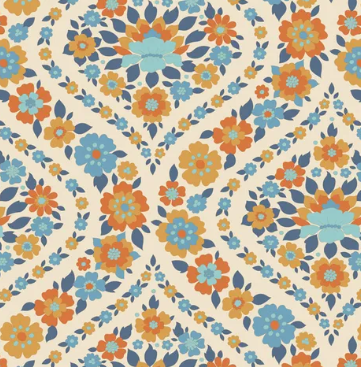 Fabric ~ TILDA Wallflower - Bianca Blue 100619
