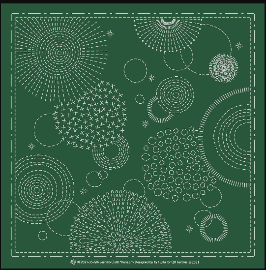 Sashiko cloth - Hanabi - Green