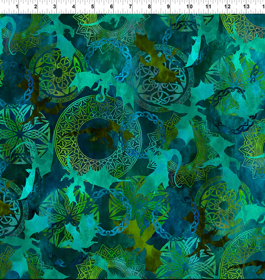 Fabric~ Dragons - Jason Yenter - Emerald Reign - 4DRG-5