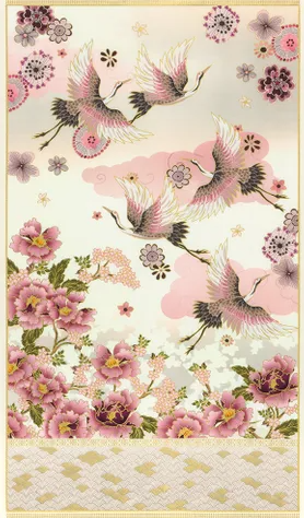 Panel ~ Imperial Collection: Graceful Cranes - 23501-84 CREAM
