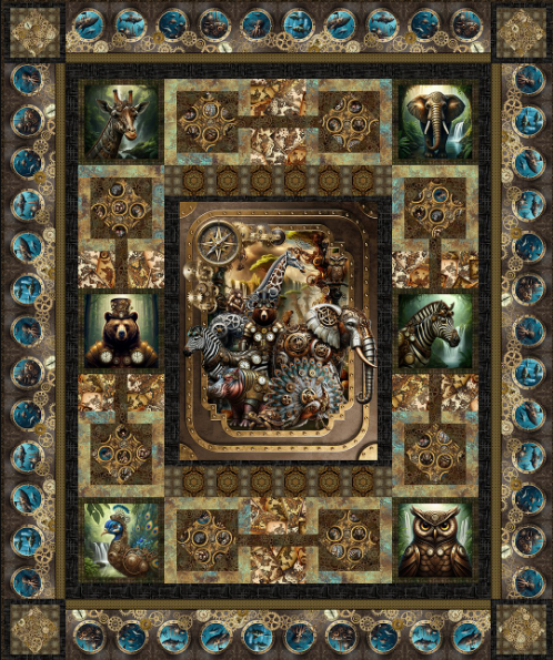 Steampunk Menagerie Quilt Kit