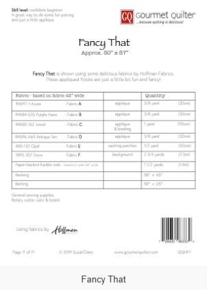 Pattern - Fancy That by Susan Claire / Gourmet Quilter