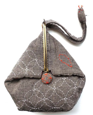 Kit - Sashiko Side Clasp Purse (Brown)