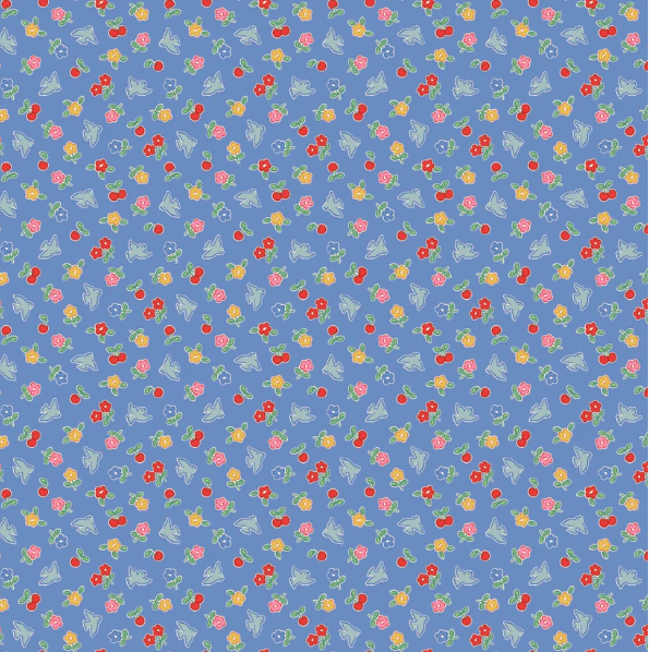 Fabric - Bluebells & Buttercups - Cheery Bluebird Periwinkle
