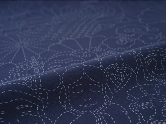 Celebratory Sashiko Fabric - COSMO - Seven Gods of Fortune - NAVY