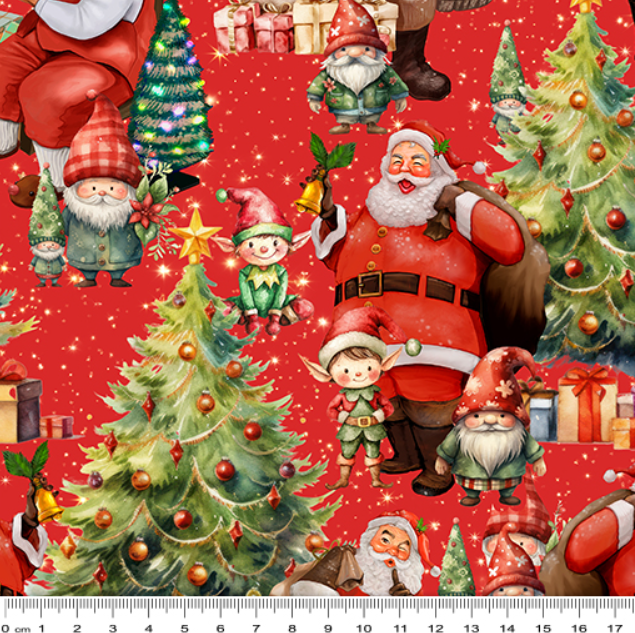 Fabric ~ Santa's Village Merryfolk Red