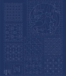 Panel~ Fauna Sashiko & Stitchery Panel DV4096 Navy
