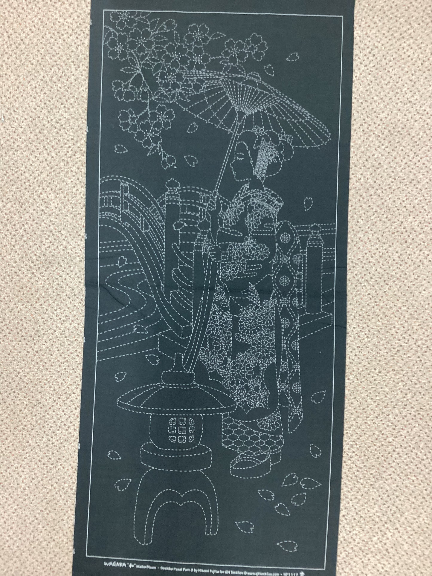 Sashiko Panel - Black Maiko