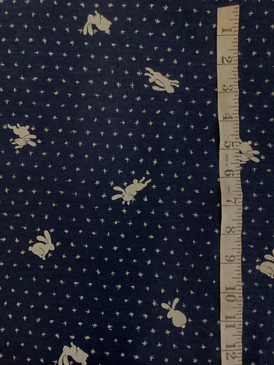 Japanese Fabric - Rabbits (Navy)