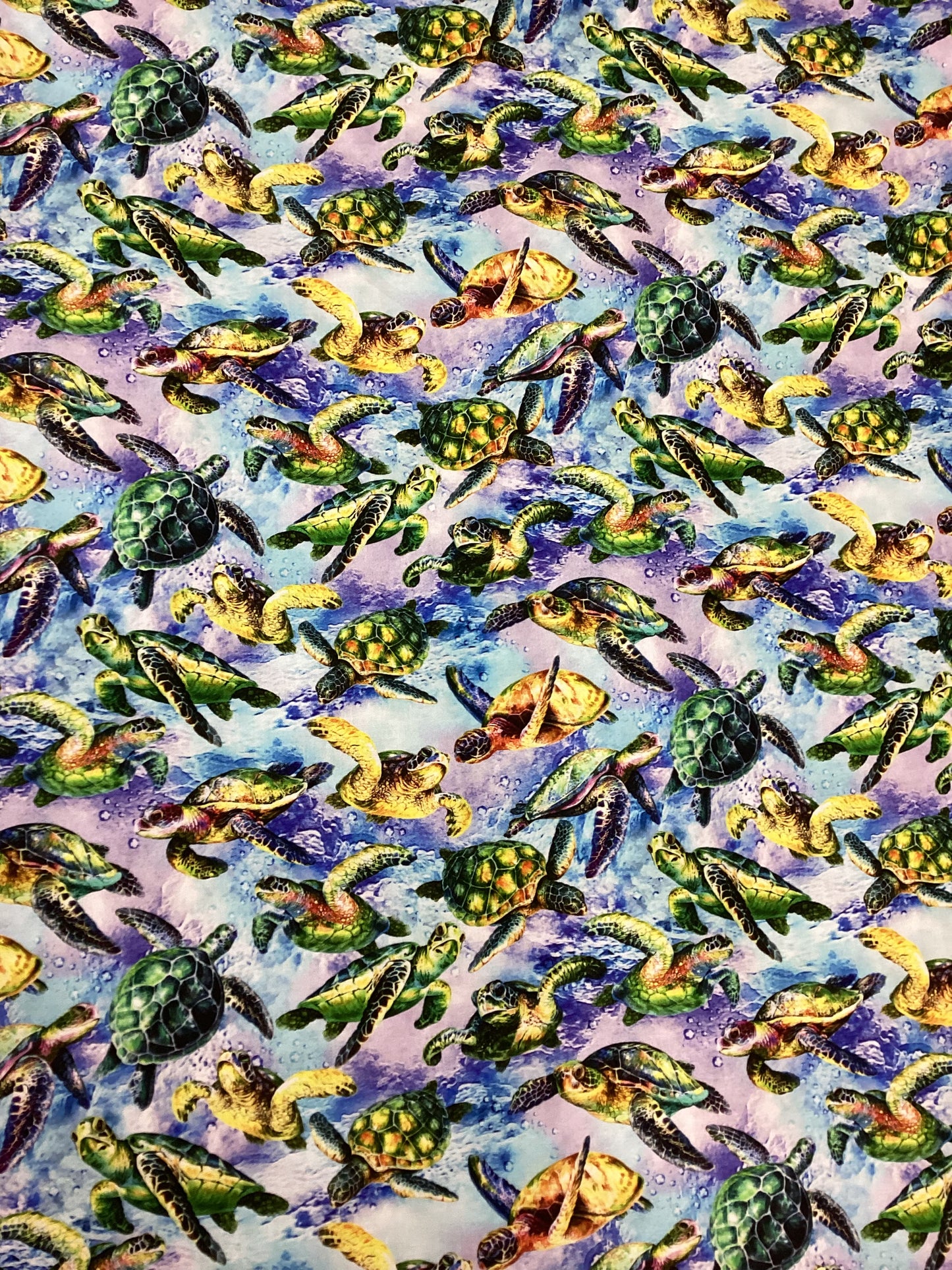 Fabric~ The Reef - Turtles (light blue)