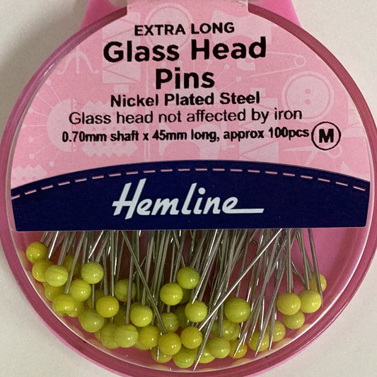 Hemline - Glass Head Pins (Extra Long)