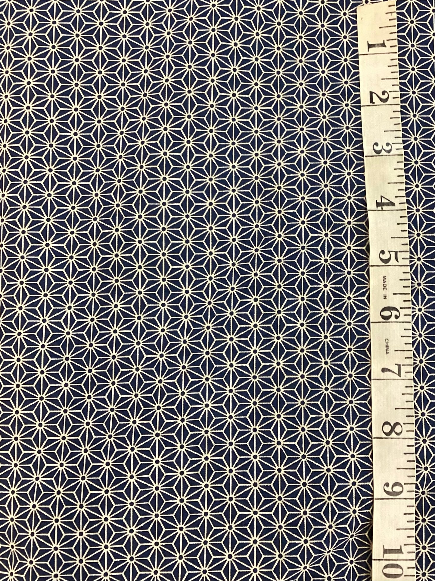 Japanese Fabric - small Geometric Triangles (Navy)