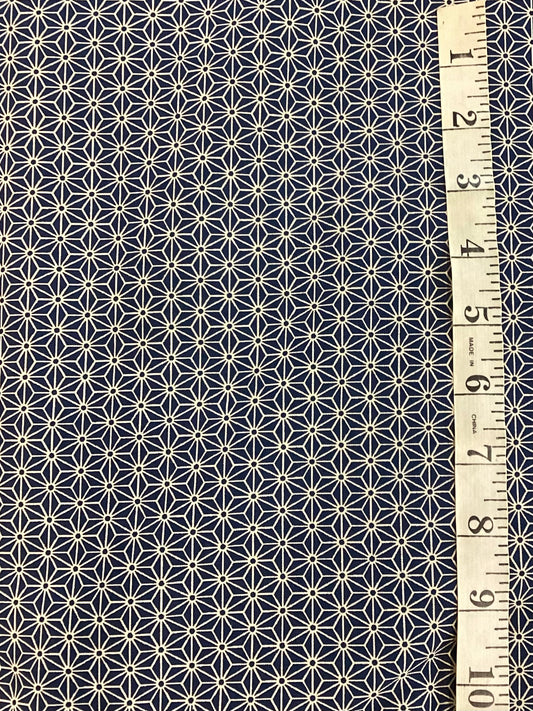 Japanese Fabric - small Geometric Triangles (Navy)