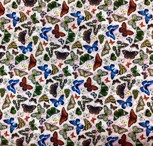 Fabric - Frolicking Fields Butterflies (Pink)