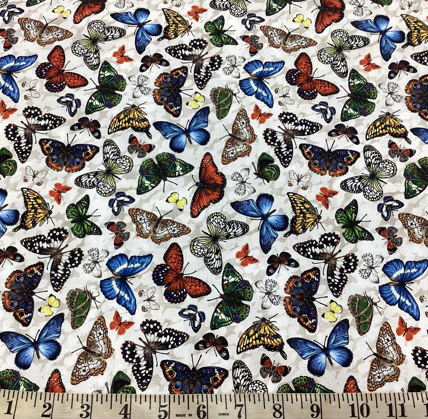 Fabric - Frolicking Fields Butterflies (Grey)