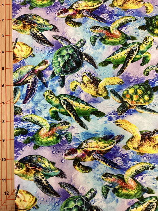 Half price - Fabric~ The Reef - Turtles (light blue)