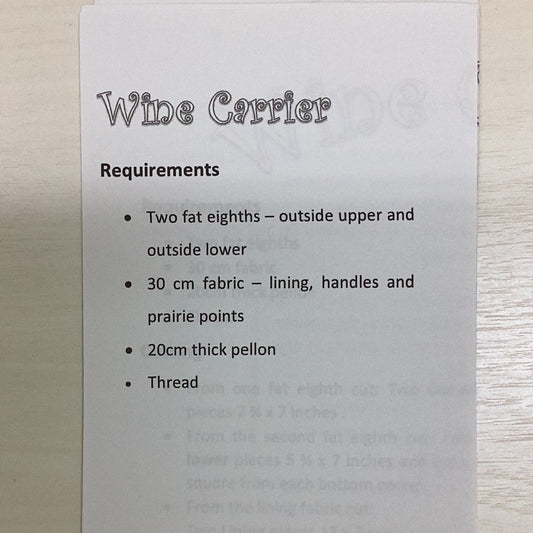 Pattern- Wine Carrier