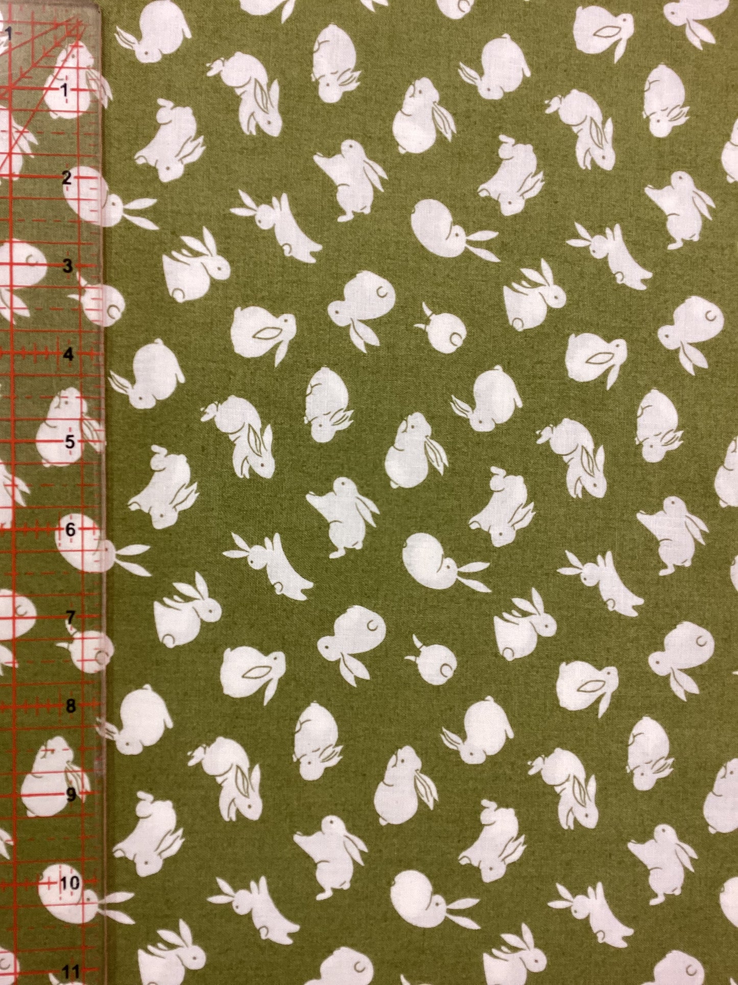 Japanese Fabric - The moon Rabbits (Green)