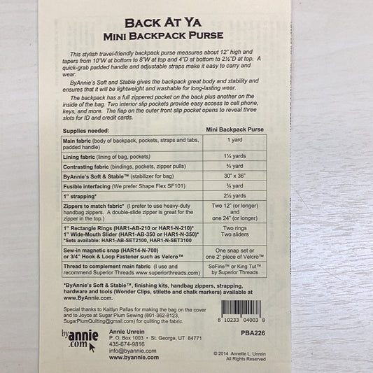 Pattern- ‘Back at ya’ mini Backpack