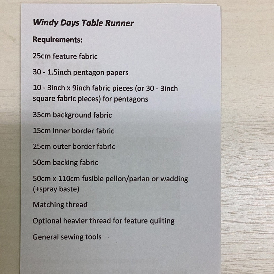 Pattern- Windy days (table runner)