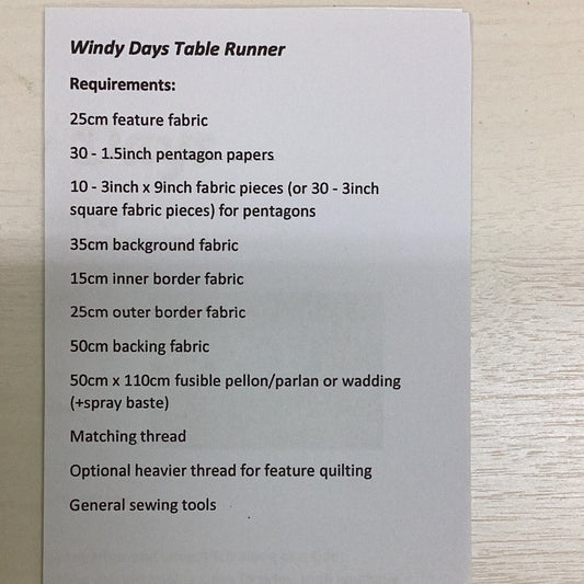 Pattern- Windy days (table runner)