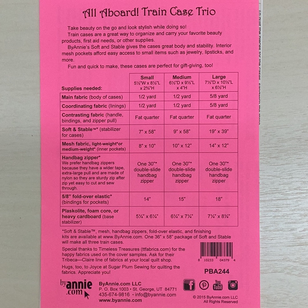Pattern- All aboard - Train Case trio