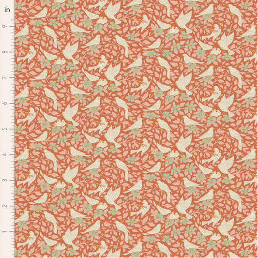Fabric ~ TILDA Songbird - Ava Coral