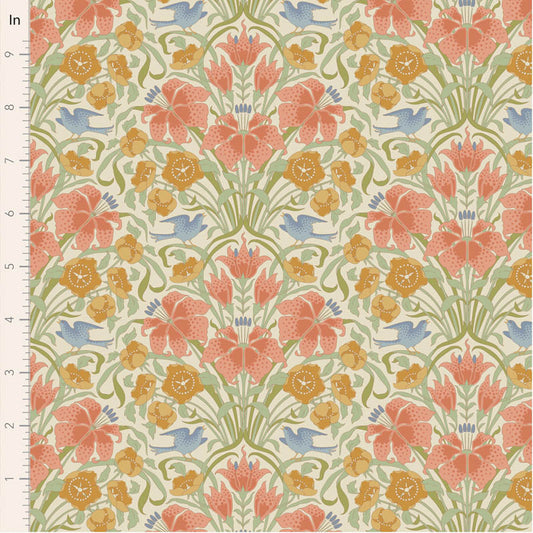 Fabric ~ TILDA Songbird - Songbird Coral